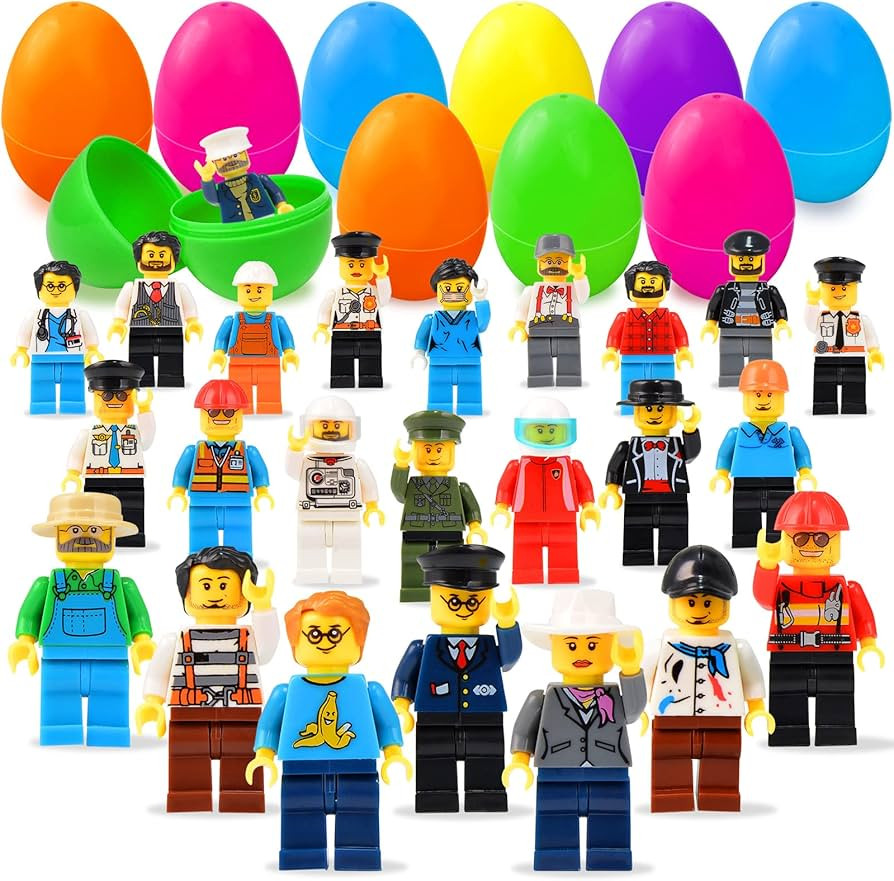 24PCS Easter Eggs + 24PCS Mini People Easter Egg Fillers Easter Basket Stuffers for Kids Plastic ... | Amazon (US)