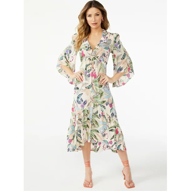 Sofia Jeans by Sofia Vergara Women's Long Sleeve Maxi Dress with High-Low Hem - Walmart.com | Walmart (US)