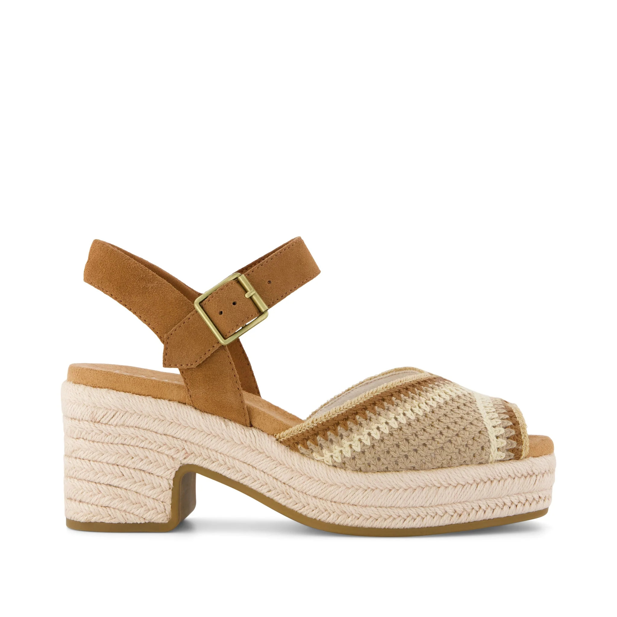 Womens Isla Peep Toe Heeled Sandal Almond Crochet | Toms EMEA
