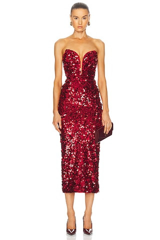 3D Sequin Midi Dress | FWRD 