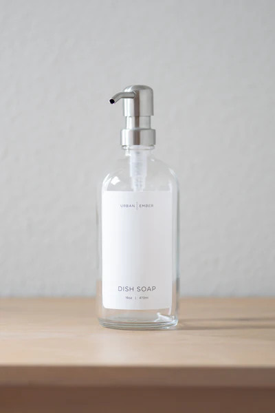 Minimalist Collection - Clear Glass White Hand Wash, Dish Soap or Hand Lotion Dispenser | Urban Ember