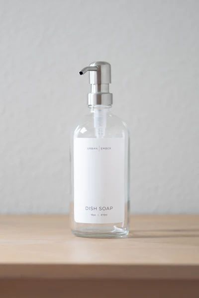 Minimalist Collection - Clear Glass White Hand Wash, Dish Soap or Hand Lotion Dispenser | Urban Ember