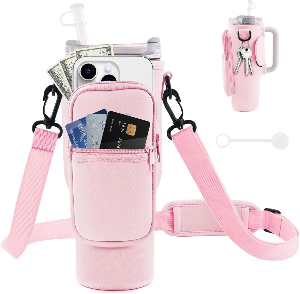 JEBEALUO Water Bottle Carrier Bag with Phone Pocket for Stanley Cup 40/30 oz, Water Bottle Holder... | Amazon (CA)