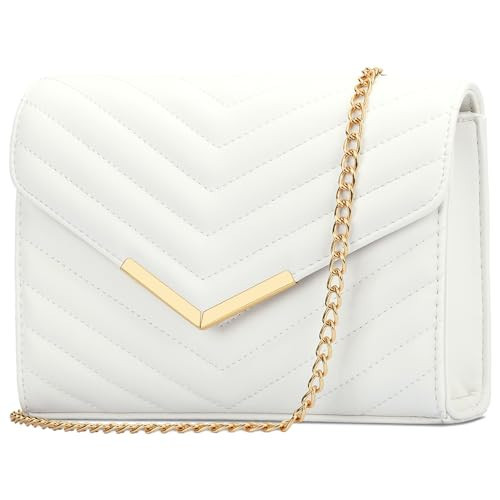 KKXIU Women Formal PU leather Evening Envelope Clutch Purses and Handbags for Party Wedding Prom Bridal (A-White) | Amazon (US)