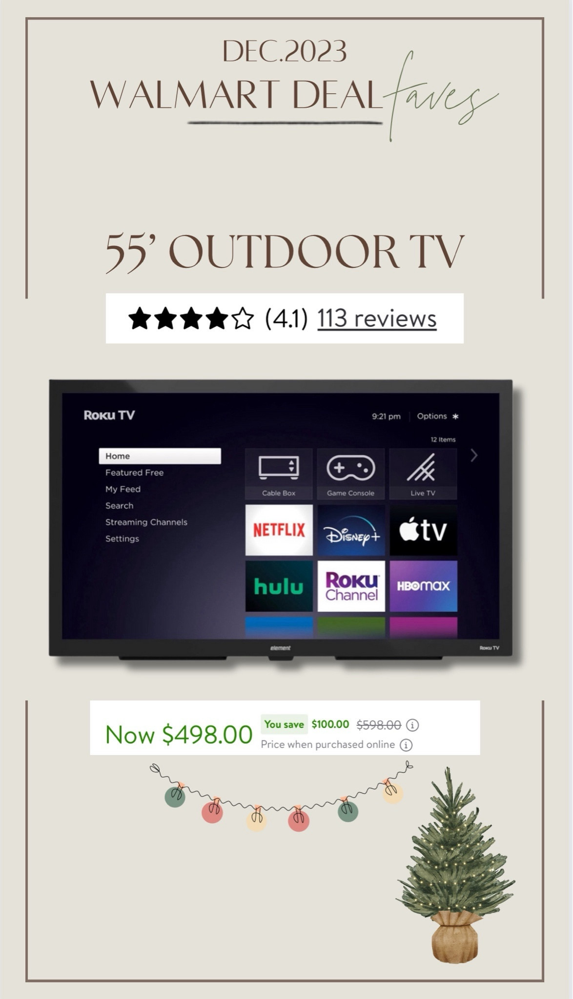 Outdoor TV — Last Minute Gifts with Online Pickup and Delivery from @walmart🎄🎁✨ y’all know I’m always looking at their deals first & most of these can arrive by Christmas if ordered asap! 🤎 

Roku / Walmart finds / sale / gift guide / for her / for him / Holley Gabrielle / tech finds 

#LTKsalealert #LTKGiftGuide #LTKSeasonal