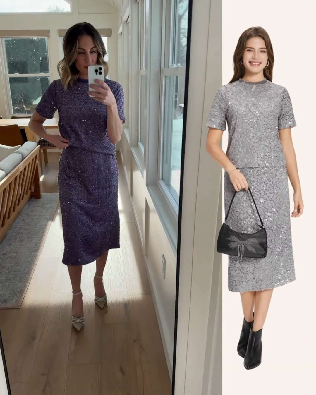 This fun & sparkly set is super versatile because you can wear the pieces together or separate. I really like the top with jeans and fun heels! 

 #LTKHoliday #LTKSeasonal #LTKOver40