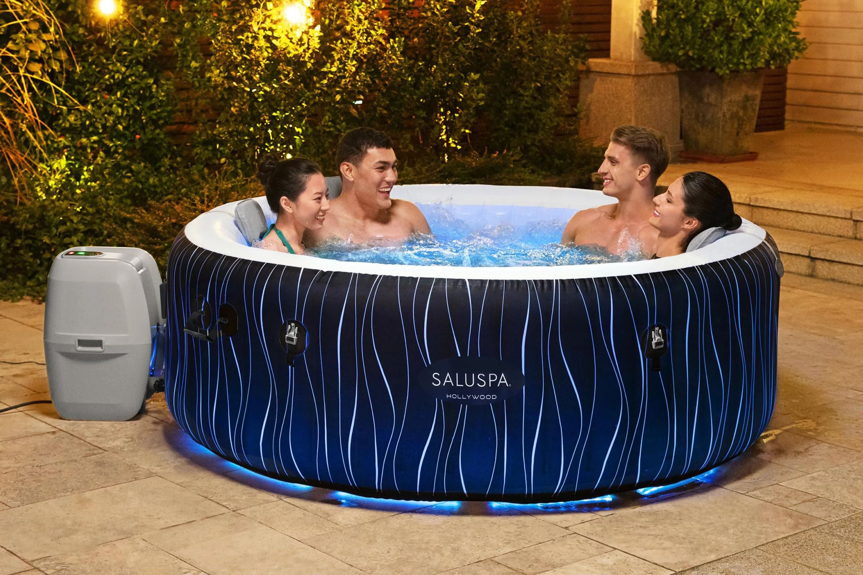 SaluSpa Hollywood AirJet Inflatable Hot Tub Spa with Color-Changing LED Lights 4-6 Person | Walmart (US)