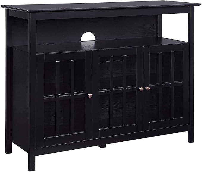 Convenience Concepts Big Sur Deluxe 48" TV Stand with Storage Cabinets and Shelf, Black | Amazon (US)