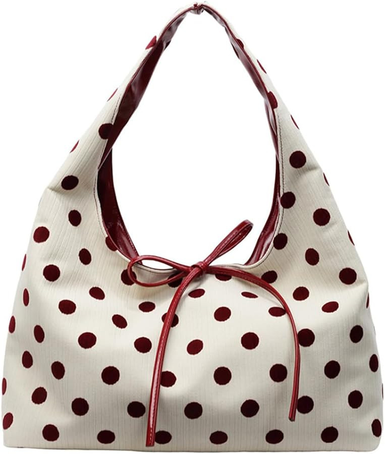 Polka Dot Tote Bag for Women Bow Tie Hobo Bags for Women Slouchy Tote Purse Large Shoulder Handba... | Amazon (US)