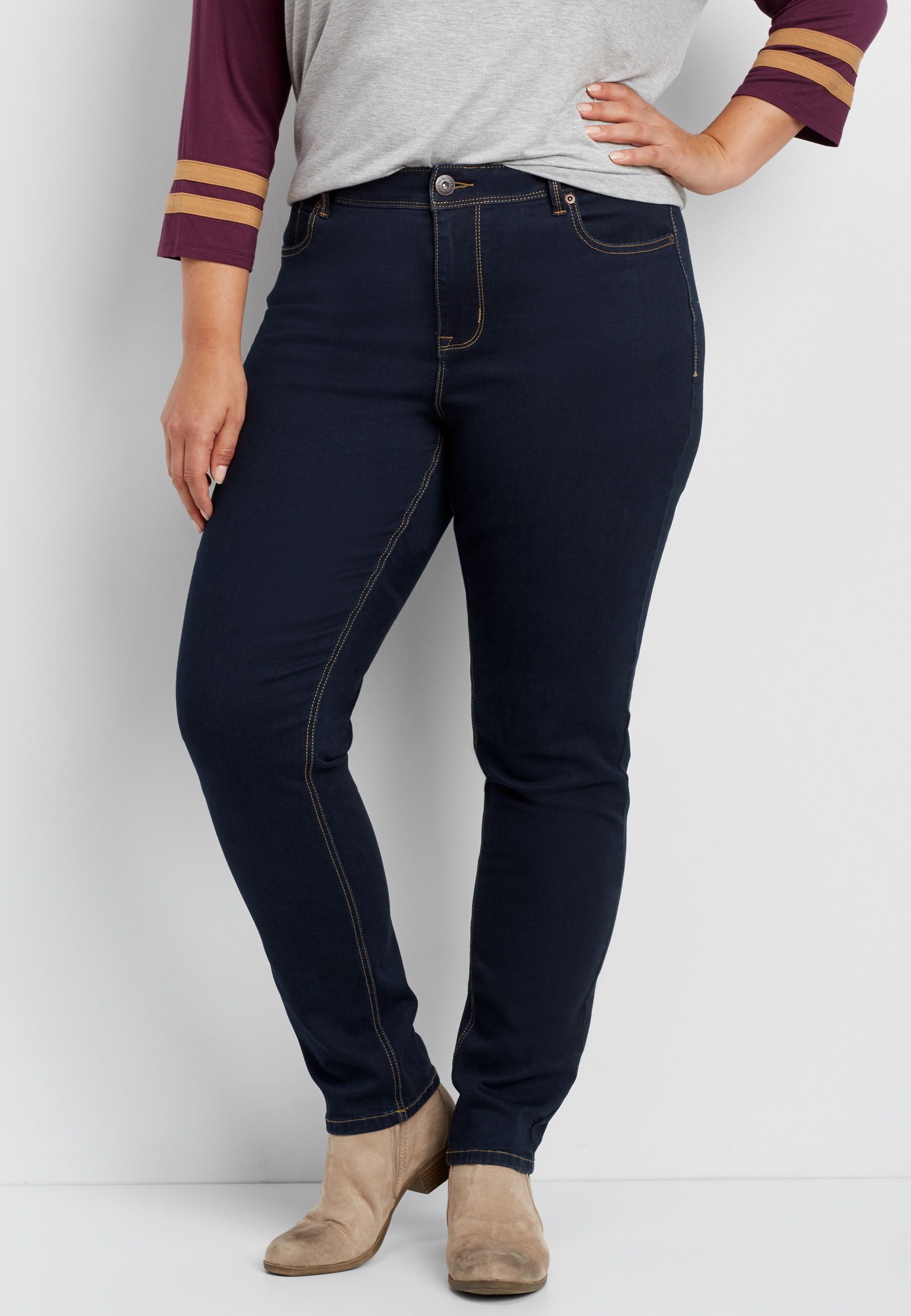 DenimFlex™ plus size curvy skinny jeans in dark wash | Maurices