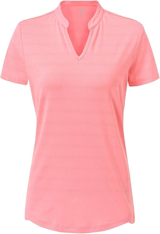 BASUDAM Women's Golf Polo Shirts V-Neck Short Sleeve Collarless Tennis Running T-Shirts Quick Dry | Amazon (US)