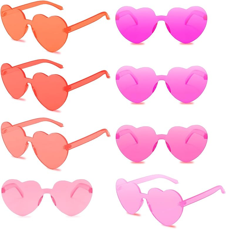 Heart Shaped Rimless Sunglasses,Jelly Fudge Series Bachelor Party Cool Sunglasses 8 Pack for Glas... | Amazon (US)