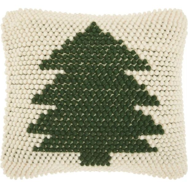 Nourison Home For The Holiday Christmas Tree Loops Decorative Throw Pillow, 20" x 20", Green Ivor... | Walmart (US)
