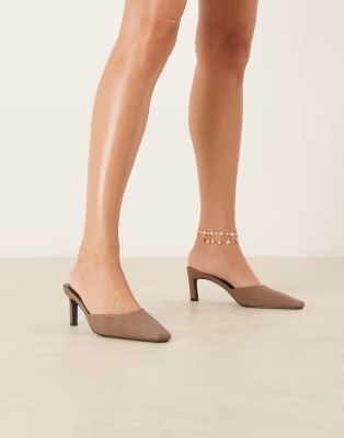 RAID Wide Fit Alya heeled mules in distressed brown | ASOS (Global)