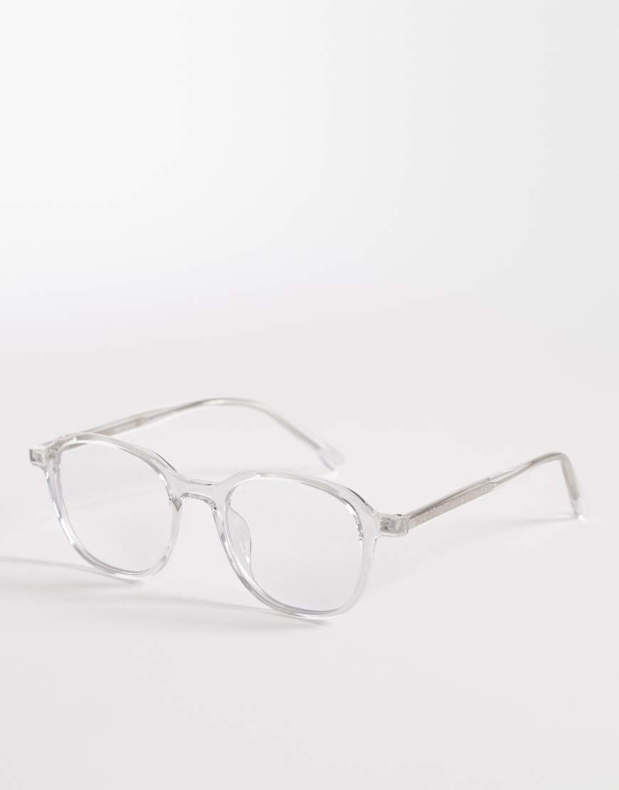 ASOS DESIGN premium round glasses in clear frame with clear lens | ASOS (Global)