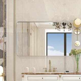 Silver 36 in. W x 30 in. H Modern Rectangle Aluminium Alloy Framed Mirror Wall Mirror Wall Decor Mirror | The Home Depot