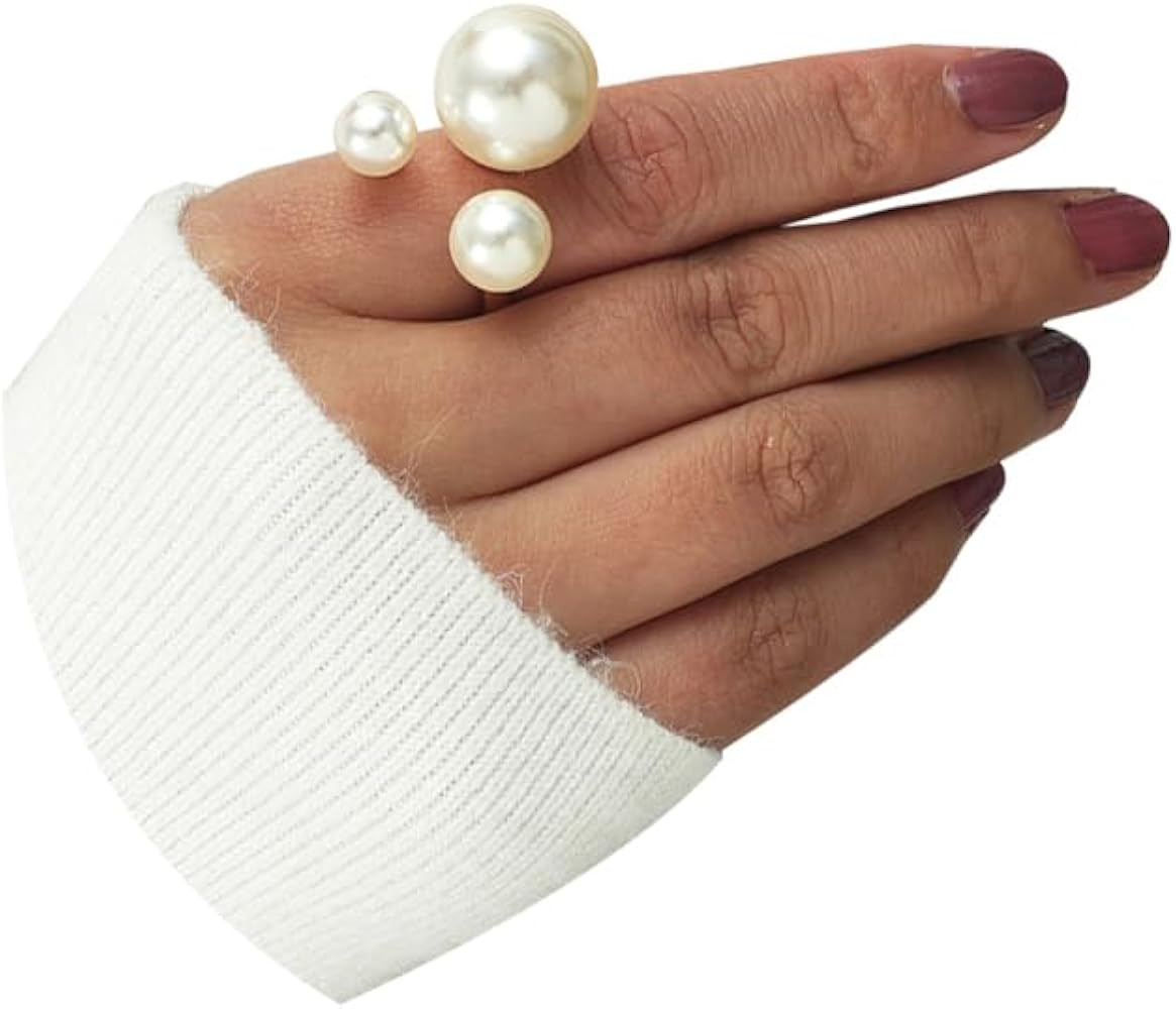 Pearl Ring for Women Promise Stacking Pearl Rings Adjustable Open Pearls Finger Ring Trendy Perso... | Amazon (US)