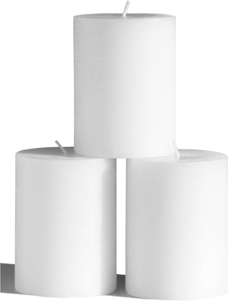 CANDWAX 3x4 inch Pillar Candles Set of 3 \u2013 Unscented Dripless Rustic White Candles for Weddi... | Amazon (US)