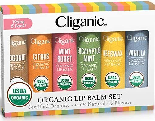 Cliganic USDA Organic Lip Balm Stocking Stuffer, Holiday Gift Set - 6 Flavors - 100% Natural Mois... | Amazon (CA)