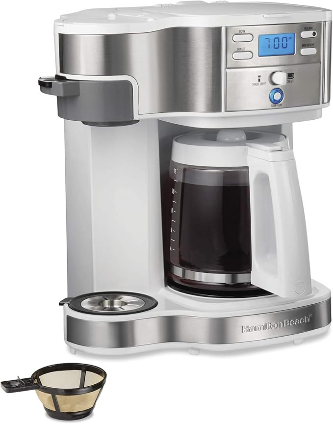 Hamilton Beach 2-Way Brewer Coffee Maker, Single-Serve and 12-Cup Pot, White (49933) | Amazon (US)