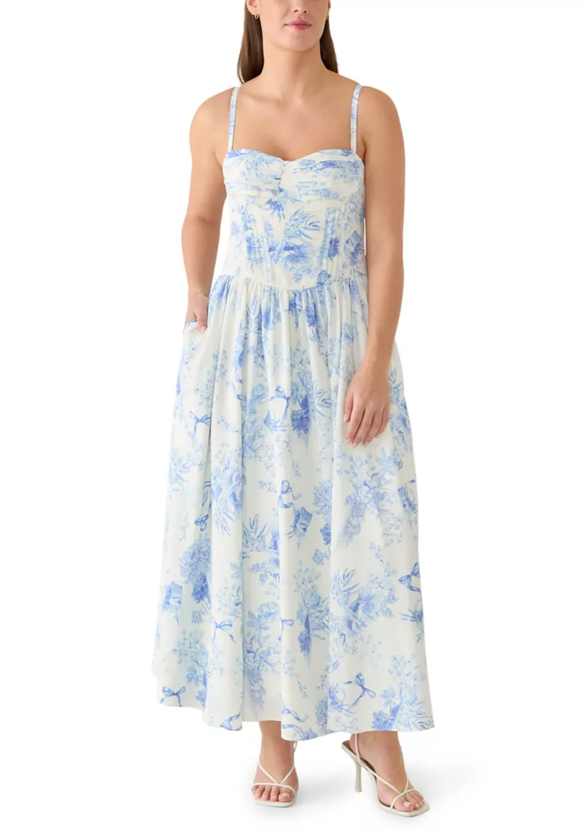 Women's Sleeveless Bustier Toile Printed Dress | Belk