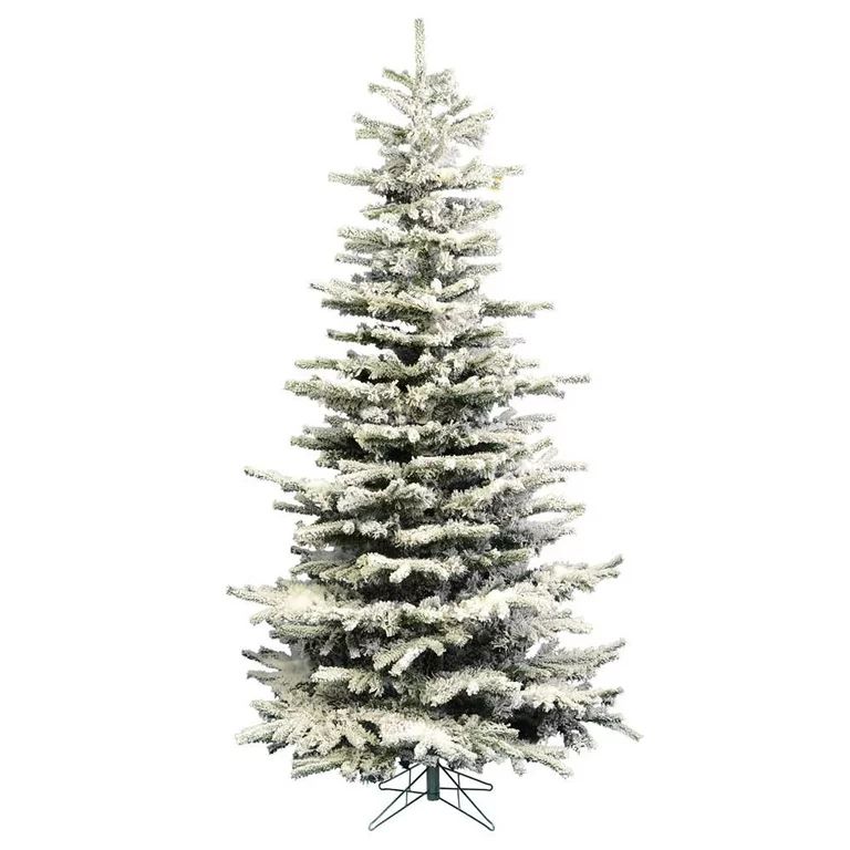 Perfect Holiday 9 ft Pre-Lit Christmas Tree Heavy Flocked Slim, 1421 Tips, UL 750 Warm White LED,... | Walmart (US)