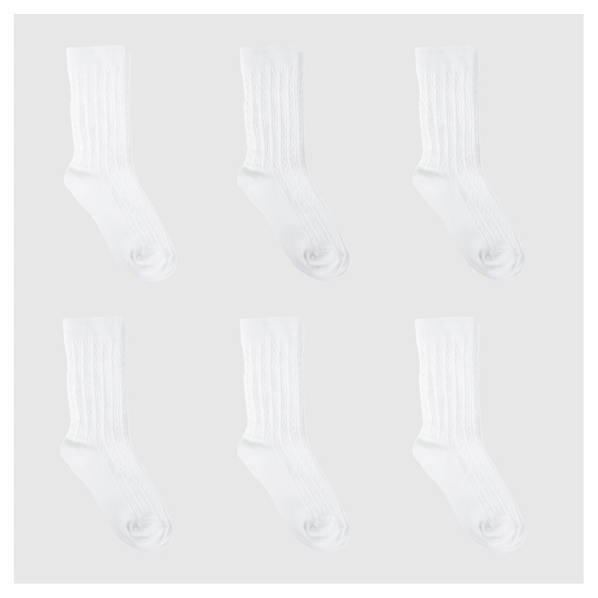 Girls' 6pk Cable Crew Socks - Cat & Jack™ White | Target