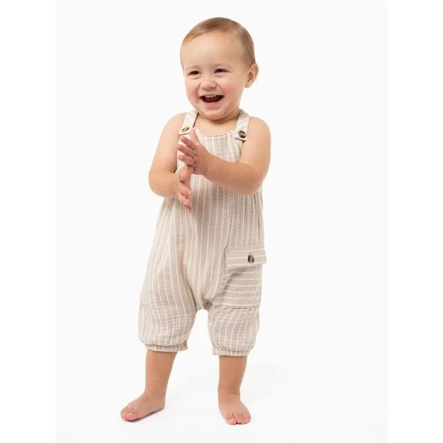 Modern Moments by Gerber Baby Boy Sleeveless Romper with Shoulder Straps, Sizes 0/3M - 24M | Walmart (US)