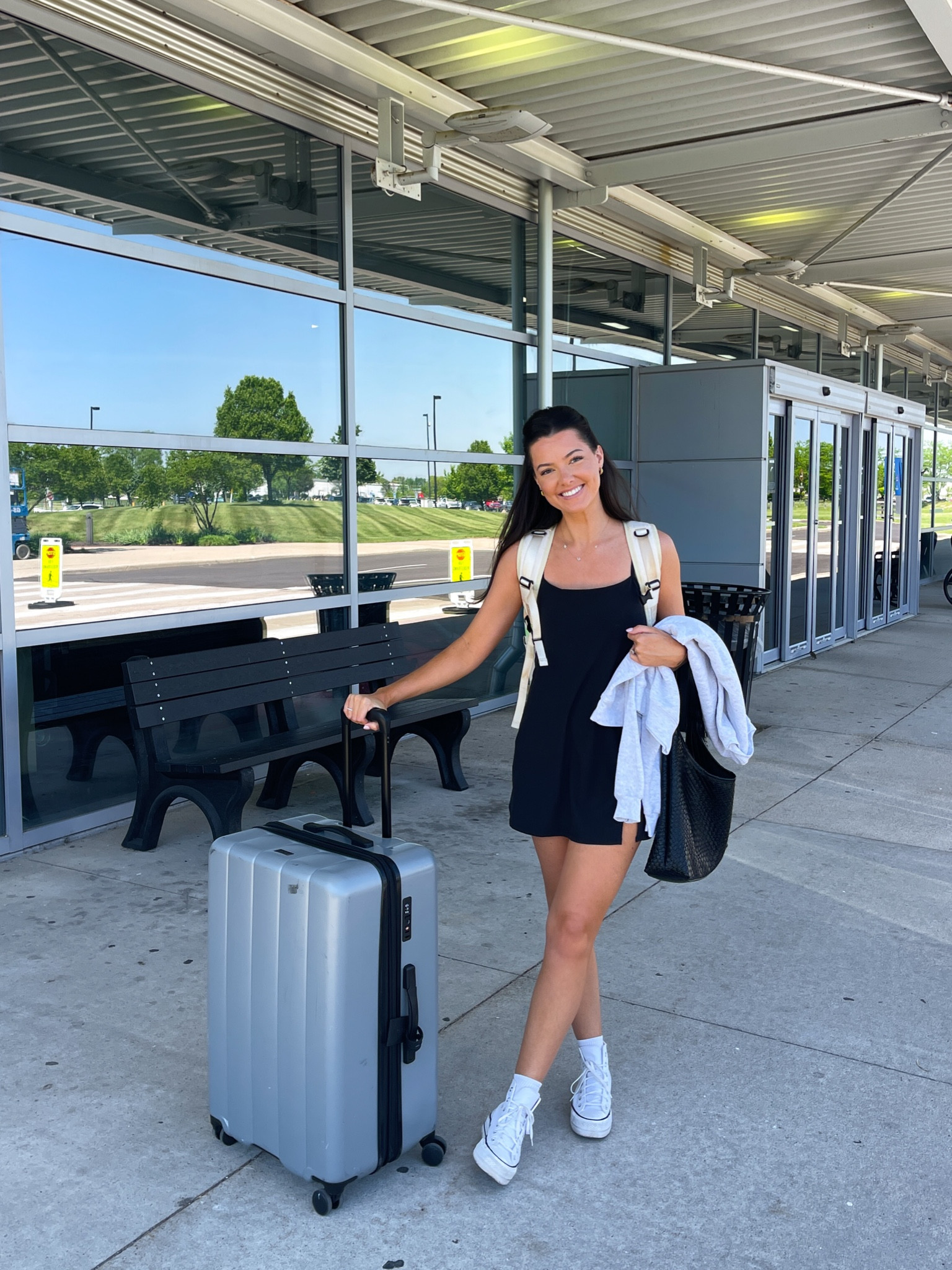 Airport travel outfit! My athletic dress is from last year, linking an in-stock version! 

#LTKfindsunder100 #LTKSeasonal #LTKtravel