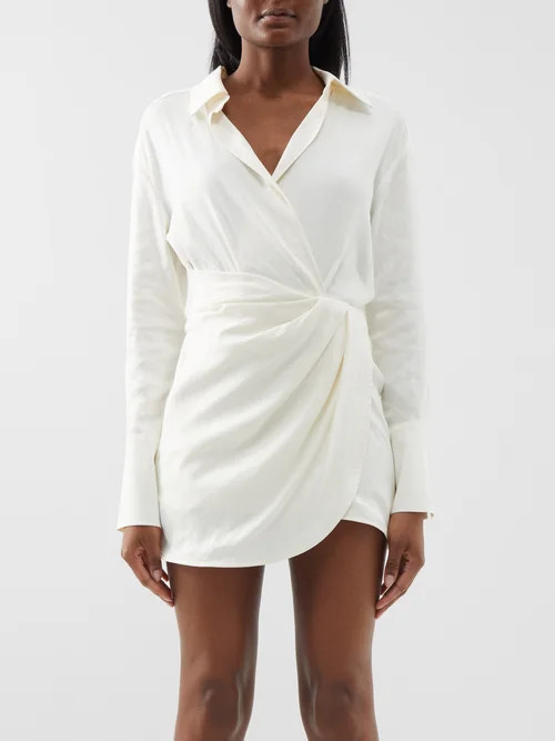 Gauge81 - Puno Wrap-front Linen-blend Mini Shirt Dress - Womens - Ivory | Matches (UK)