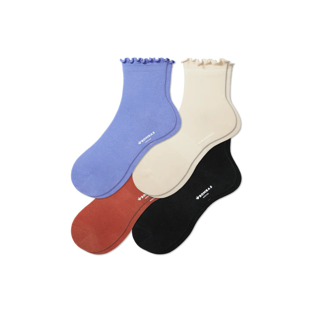 Women's Lightweight Frill Quarter Sock 4-Pack | Bombas