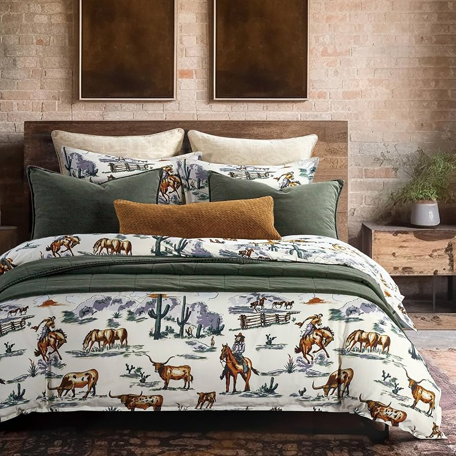Paseo Road by HiEnd Accents Ranch Life Western Bedding 3 Piece King Duvet Cover Set, Cotton Cow C... | Amazon (US)