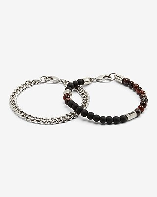 2 Pack Beaded and Chain Bracelets | Express