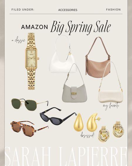 Accessories on sale for the Amazon spring sale🫶🏼 loving the gold jewelry, trendy sunglasses, and cute handbags! 

#LTKitbag #LTKsalealert #LTKstyletip