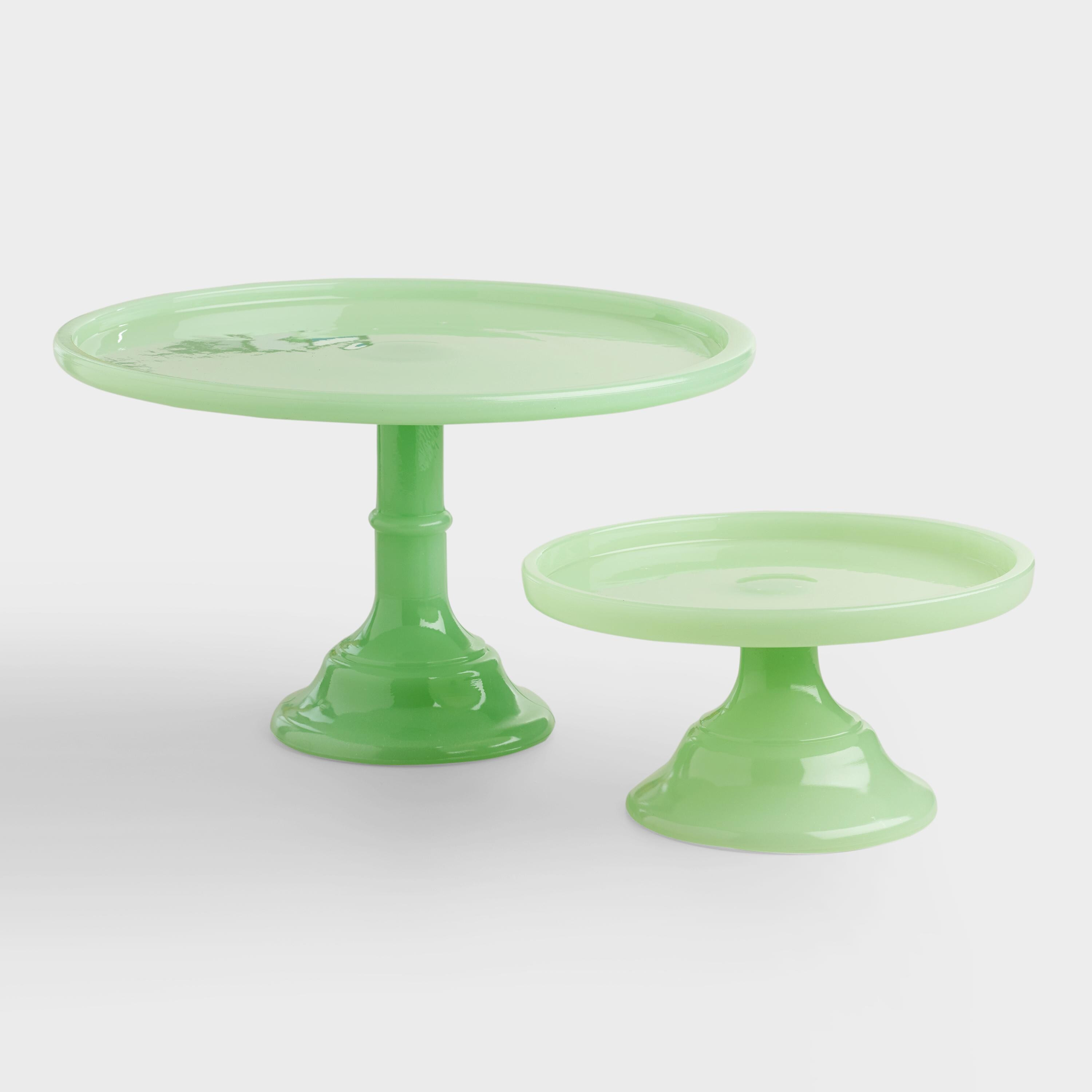 Jade Colored Glass Pedestal Stand | World Market