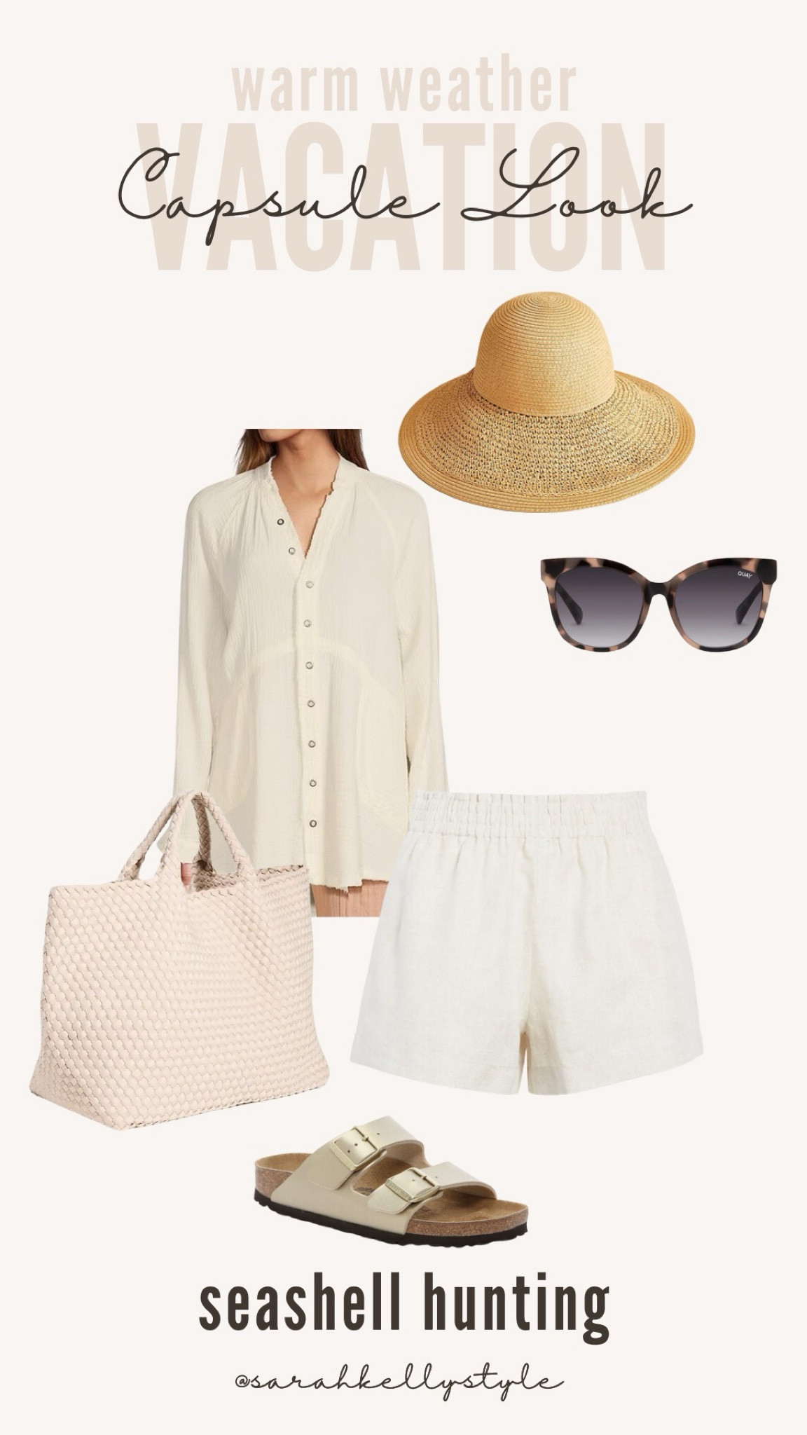Vacation capsule wardrobe for warm weather travel - swimwear, shorts, travel, spring/summer dress, beach coverup, sandals, Sarah Kelly Style

#LTKstyletip #LTKSeasonal #LTKover40