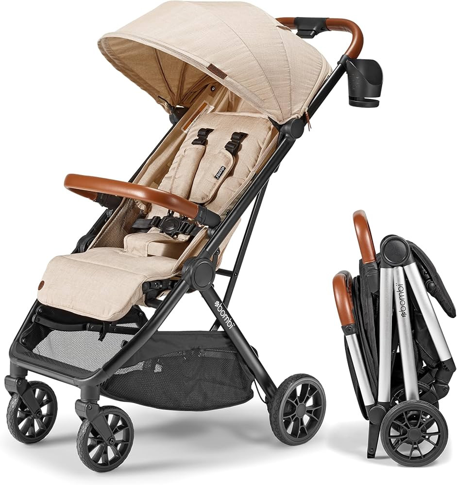 Bombi Bēbee V2 Lightweight Baby Stroller - Premium Vegan Leather, One-Hand Fold, Infinite Reclin... | Amazon (US)
