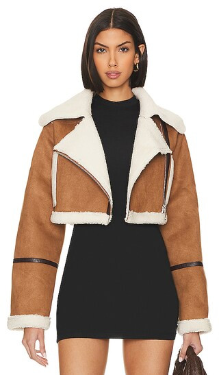 Faux Shearling Jacket in Camel | Revolve Clothing (Global)
