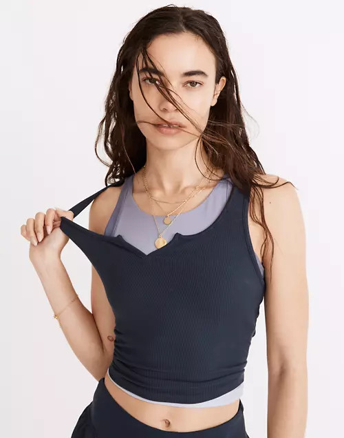 MWL Ribbed Split-Neck Crop Tank | Madewell
