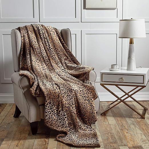 softan Flannel Blanket Lightweight Super Soft Ultra Luxurious Plush Fleece Leopard Print Blankets... | Amazon (US)