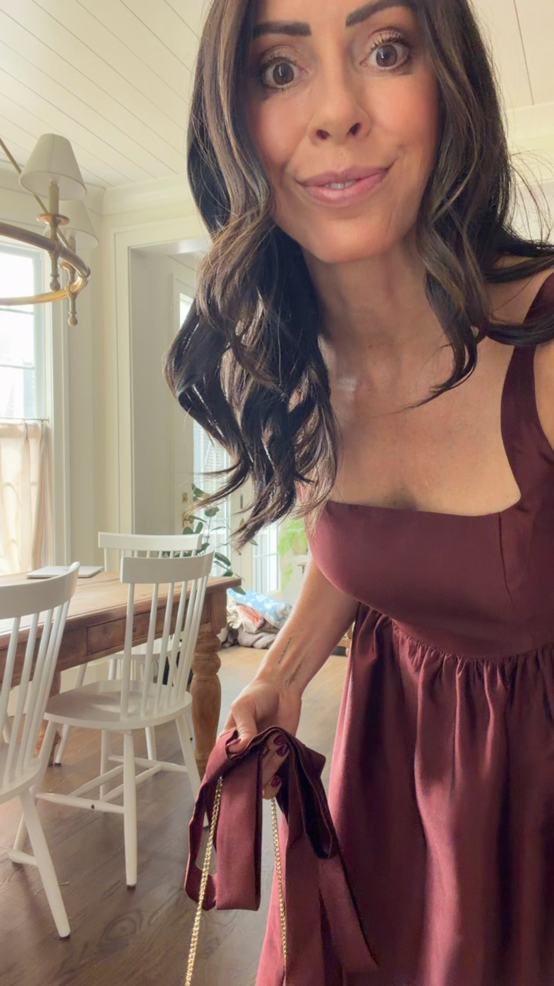 Wedding guest family look - Ted baker clutch with gold chain, red crimson maroon garnet dupioni silk dress with bows

#LTKmomlife #LTKootd #LTKWedding