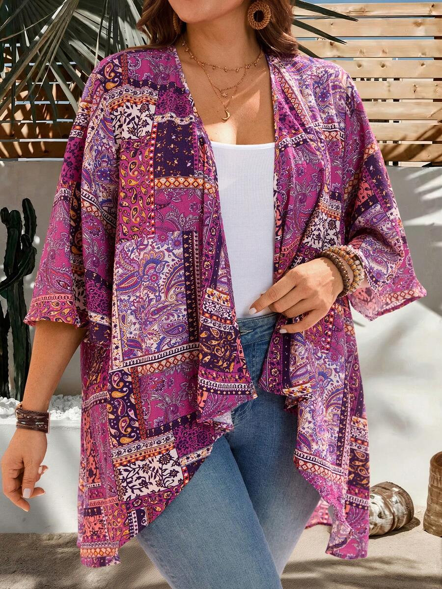EMERY ROSE Plus Size Women's Summer Casual Vacation Country  Short Sleeve Allover Print Floral Pr... | SHEIN