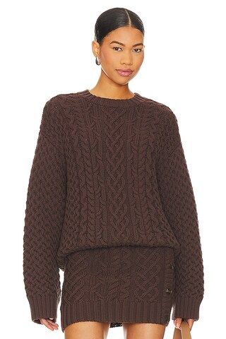 Song of Style Naara Cable Crew Pullover in Brown from Revolve.com | Revolve Clothing (Global)