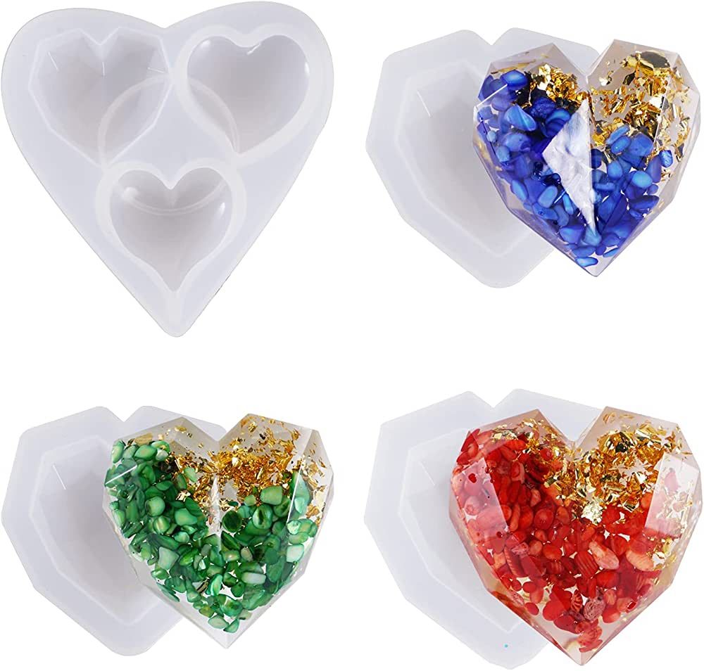 4PCS/Set Heart Shaped Epoxy Mold Silicone Mold UV Resin Love Heart Shape Beads Resin Epoxy Jewelr... | Amazon (US)
