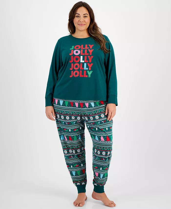 Matching Plus Size Mix It Jolly Fair Pajamas Set, Created for Macy's | Macy's