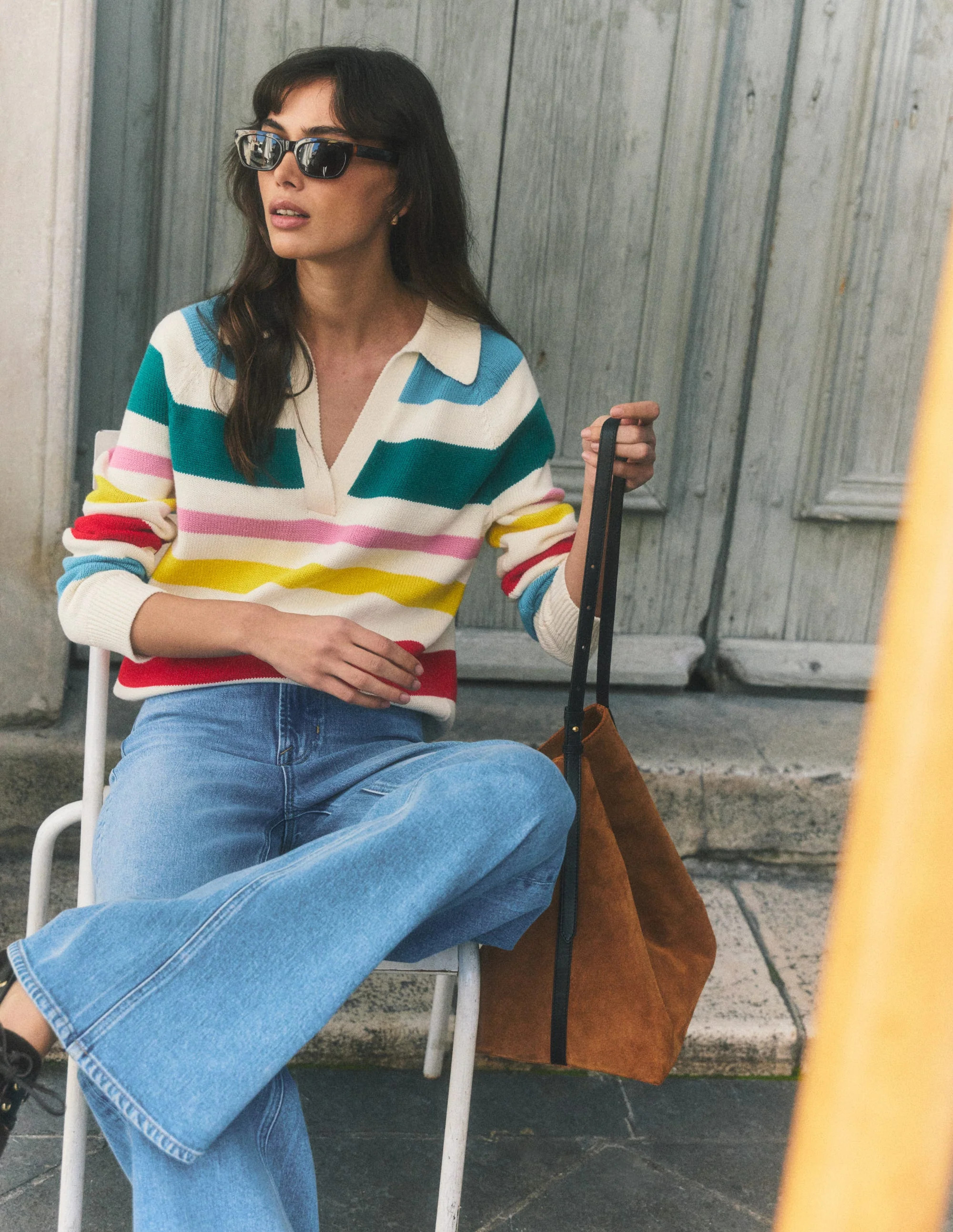 Lucy Cotton Henley Sweater-Multi Stripe | Boden (US)