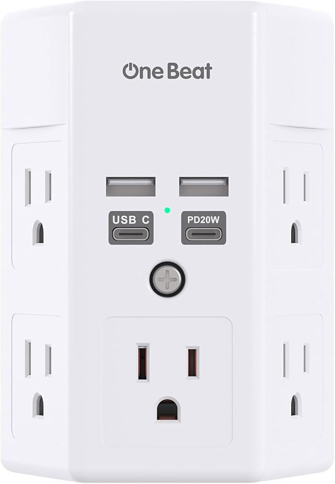 Surge Protector, 5 Outlets Extender with 4 USB Ports(USB C PD20W), 3-Side 1680J Power Strip Multi... | Amazon (US)