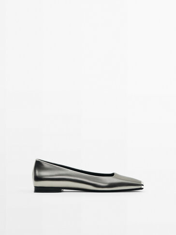 Leather ballet flats with metal toe | Massimo Dutti US