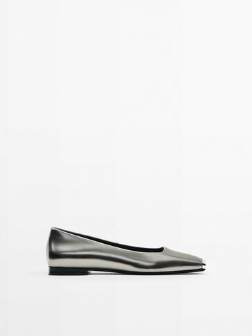 Leather ballet flats with metal toe | Massimo Dutti (US)