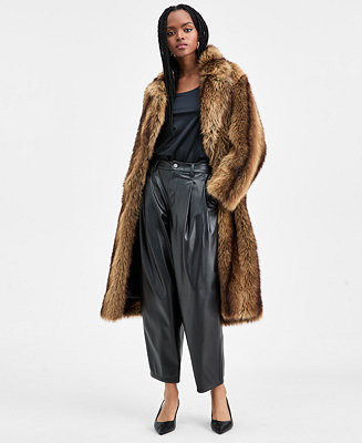 Bar III Women's Faux Leather Barrel-Leg Pants, Macy's Exclusive - Macy's | Macy's